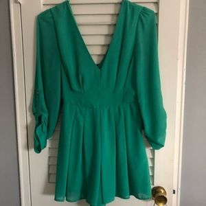 Turquoise Flowy Romper